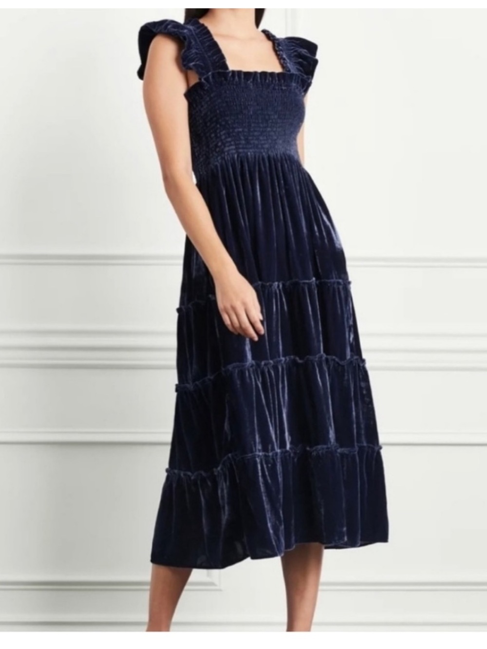 Hill House Navy Velvet Ellie Nap Midi Dress Size M